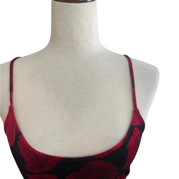 VINTAGE HOT KISS Velvet Floral Rose High-Low Dress - Picture 2 of 14